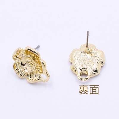 ピアス金具 フラワー カン付き 13×16mm ゴールド【4ヶ】