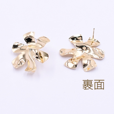 数量限定 在庫一掃半額セール！ ピアス金具 六弁花 30×30mm カン付き ゴールド【2ヶ】
