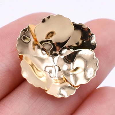 数量限定 在庫一掃半額セール！ピアス金具 2連三弁花 21×21mm ゴールド【2ヶ】