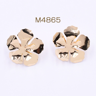 数量限定 在庫一掃半額セール！ピアス金具 2連五弁花 25×25mm ゴールド【2ヶ】
