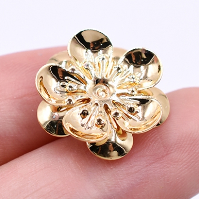 ピアス金具 2連5弁花 17×17mm ゴールド【2ヶ】