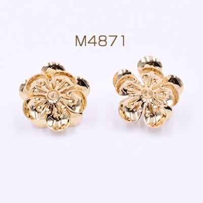 ピアス金具 2連5弁花 17×17mm ゴールド【2ヶ】