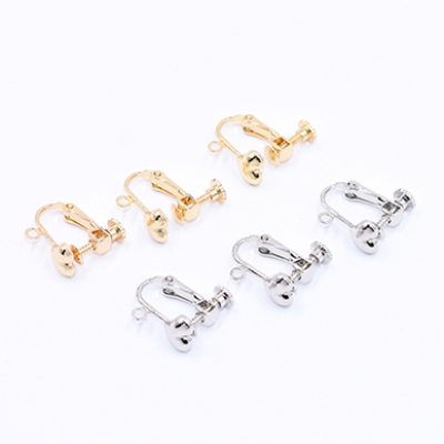 イヤリング金具 大 ハート 6×8mm カン付き【2ヶ】
