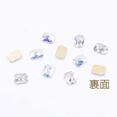 ガラスストーン 長方形B 6×8mm フラッシュ【20ヶ】