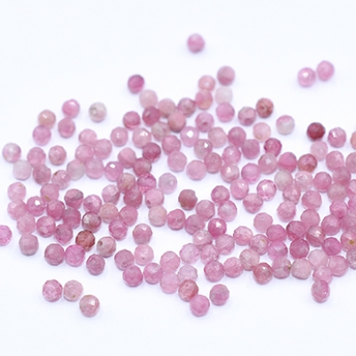 高品質天然石ビーズ ローズトルマリン ラウンドカット 2mm【1連(約180ヶ)】