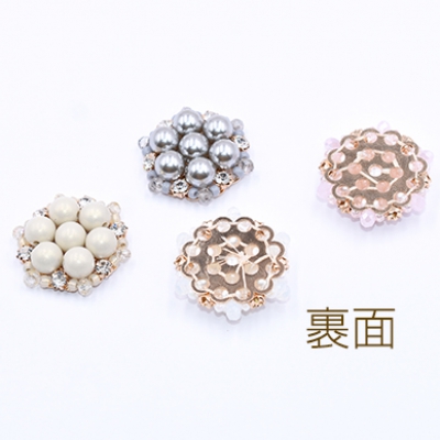 デコパーツ パール＆ガラスビーズ フラワーパーツ 花型ハンドメイドアクセサリーパーツ フラワー 28mm【1ヶ】