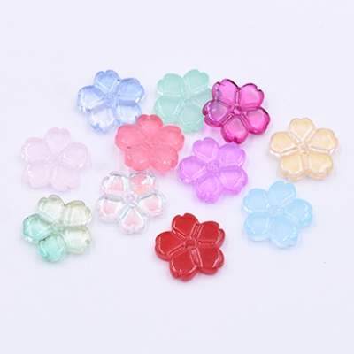 高品質チェコガラスチャーム 桜 穴あり 13×13mm 全11色