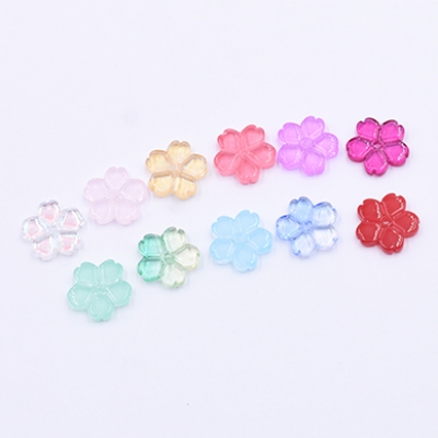 高品質チェコガラスチャーム 桜 穴あり 13×13mm 全11色