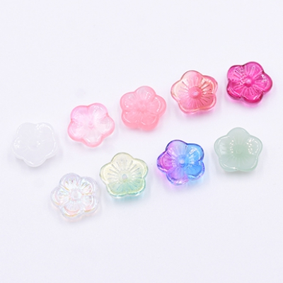 高品質チェコガラスチャーム 梅の花 穴あり 14×14mm 全9色