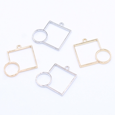 レジン枠 チャーム 幾何学 正方形&丸型 28×28mm【10ヶ】