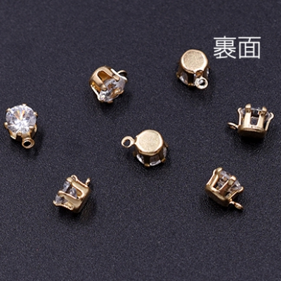 ジルコニアチャーム 丸 4×6mm クリスタル/ゴールド【20ヶ】