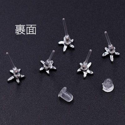 樹脂ピアス ヒトデ 6×6mm クリア/ロジウム【4ヶ】