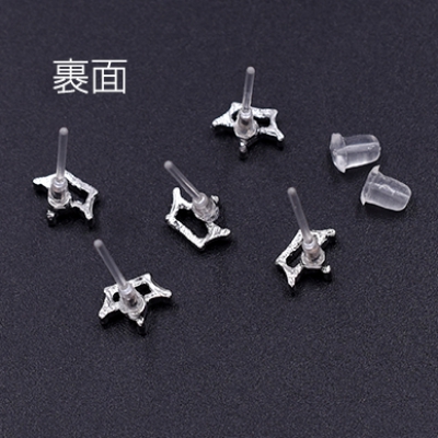 樹脂ピアス 王冠 6×8mm クリア/ロジウム【4ヶ】