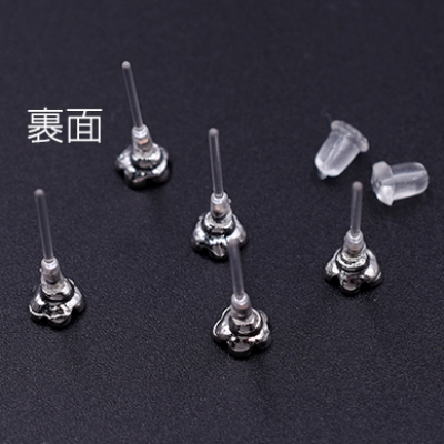 樹脂ピアス 五弁花 5×5mm クリア/ロジウム【4ヶ】