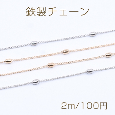 鉄製チェーン キヘイチェーン 1.2mm ビーズ付き オーバル 3×4mm【2m】