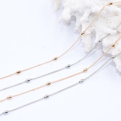 鉄製チェーン キヘイチェーン 1.2mm ビーズ付き オーバル 3×4mm【2m】