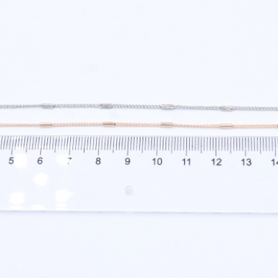 鉄製チェーン キヘイチェーン 1.2mm ビーズ付き 円筒形 1.5×4mm【2m】