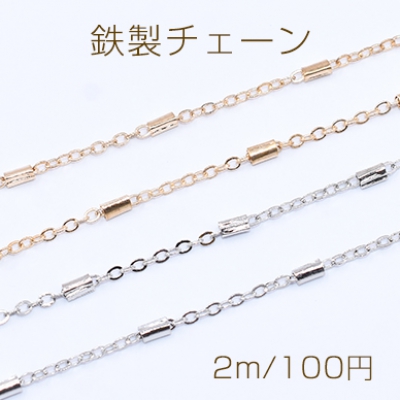 鉄製チェーン ツブシ小判チェーン 2mm パイプ付き 2.3×4mm【2m】