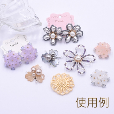 高品質パール＆ビーズカボション フラワーパーツ 花型ハンドメイドアクセサリーパーツ 三弁花 30mm【1ヶ】