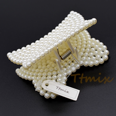 パール調バンスクリップ ヘアクリップ ヘアアクセサリー NO.1【1ヶ】