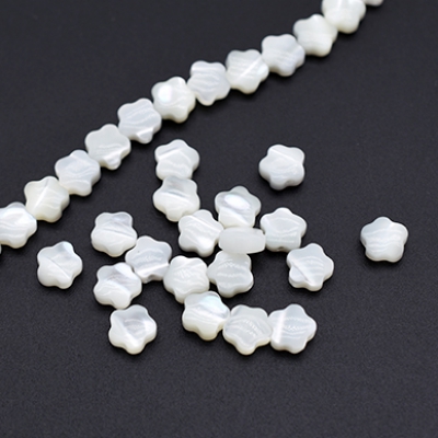 高品質シェルビーズ 花型 フラワー 6mm ホワイト【10ヶ】