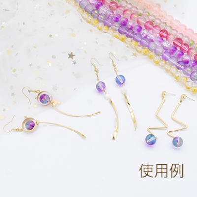 ガラスビーズ グラデーション 箔入り 丸玉 10mm【1連】