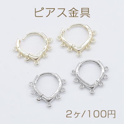 ピアス金具 デザインピアス フレンチフック 雫型 7カン 17×18mm【2ヶ】