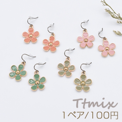 エポフラワーチタンピアス チタンフックピアス 5弁花【1ペア】