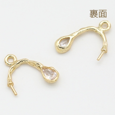 高品質ジルコニアチャーム 芯立て付き U字 1カン 13×16mm ゴールド【1ヶ】