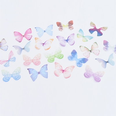 シフォンモチーフパーツ 蝶F 半透明 チュール グラデーションカラー【20ヶ】