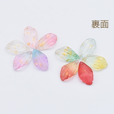 チェコガラスチャーム ゴールド 箔入り 花びら 1穴 12×22mm 全10色