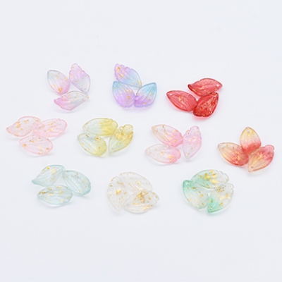 チェコガラスチャーム ゴールド 箔入り 花びら 1穴 12×22mm 全10色