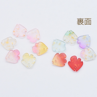 チェコガラスチャーム ゴールド 箔入り 花びら 1穴 17×18mm 全12色