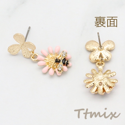 エポフラワーピアス デザインポストピアス ミツバチ 蝶 ゴールド【1ペア】