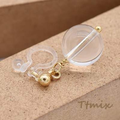 天然石ノンホールピアス 樹脂イヤリング 丸玉 10mm【1ペア】