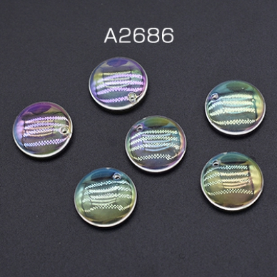 高品質アクリルチャーム コイン 1穴 18mm クリア ＡＢカラー【10ヶ】