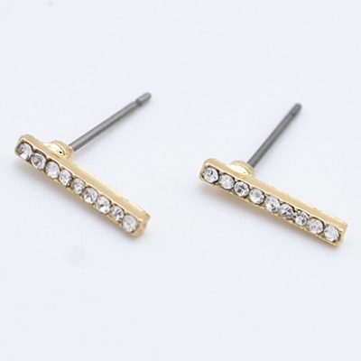 デザインチタンピアス スティック ストーン付き 1.5×12mm【10ヶ】