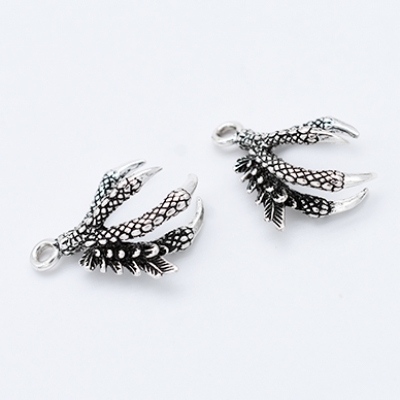 金属チャーム イーグルクロウ ワシの爪 鷲の爪 1カン 25×33mm アンティークシルバー【1ヶ】