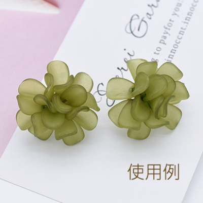 立体フラワーパーツ アクリル製 花カボション シャワー台付き フロスト加工 27mm（4ヶ）
