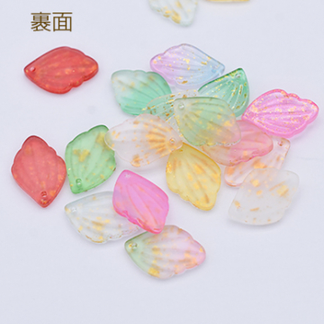 チェコガラスチャーム ゴールド 箔入り 花びら 1穴 12×18mm 全11色