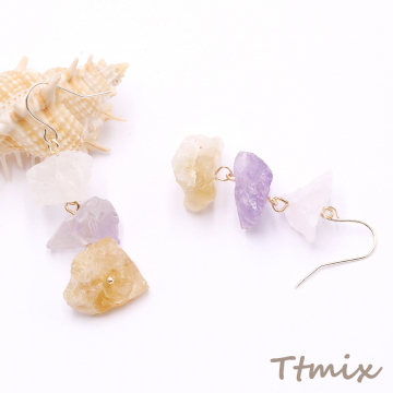 天然石ピアス 金属フックピアス 不規則型