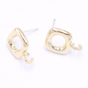 デザインポストピアス 正方形フレーム 1カン 10×14mm ゴールド【4ヶ】
