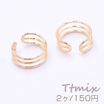 イヤーカフ 3連 スリット入 5×11mm 片耳用 ゴールド【2ヶ】