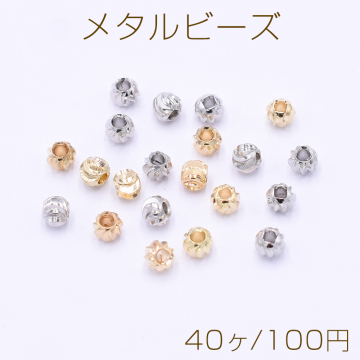 メタルビーズ 筋入り ラウンド 2.8mm【40ヶ】