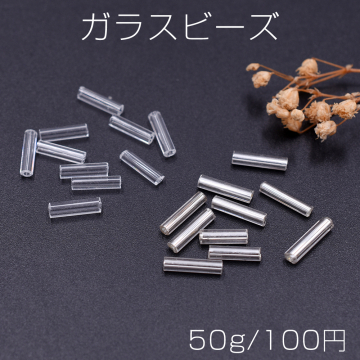 ガラスビーズ 円柱型 2.5×10mm【50g】