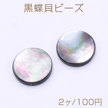 黒蝶貝ビーズ コイン型 18mm【2ヶ】