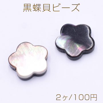 黒蝶貝ビーズ ブラックシェル フラワー 五弁花 10×10mm【2ヶ】