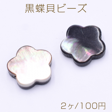 黒蝶貝ビーズ ブラックシェル フラワー 五弁花 12×12mm【2ヶ】