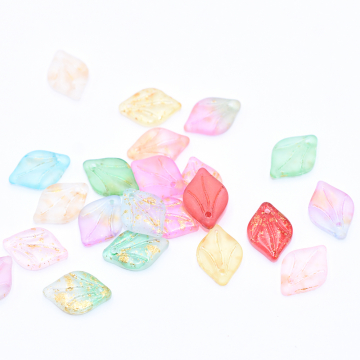 チェコガラスチャーム 金箔入り 花びら 1穴 9×14mm 20個入
