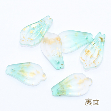 チェコガラスチャーム 金箔入り 花びら 1穴 11×19mm 20個入